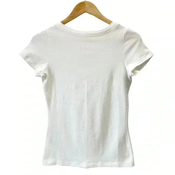 Ricki’s Fitted T- Shirt White Short Sleeve Stretch Cotton V Neck Tee XS - Picture 13 of 14